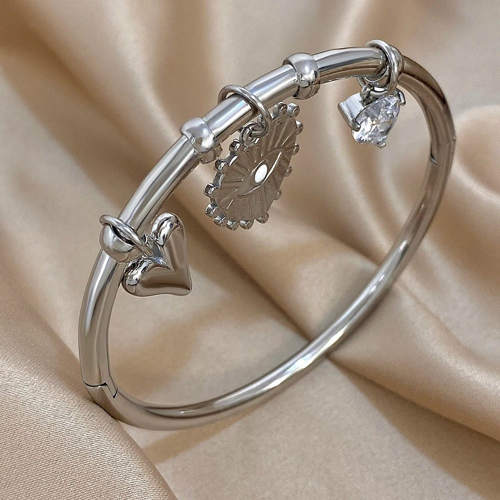 Bracelet Acier Inoxydable Rigide Breloques