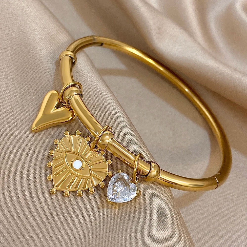 Bracelet Acier Inoxydable Rigide Breloques