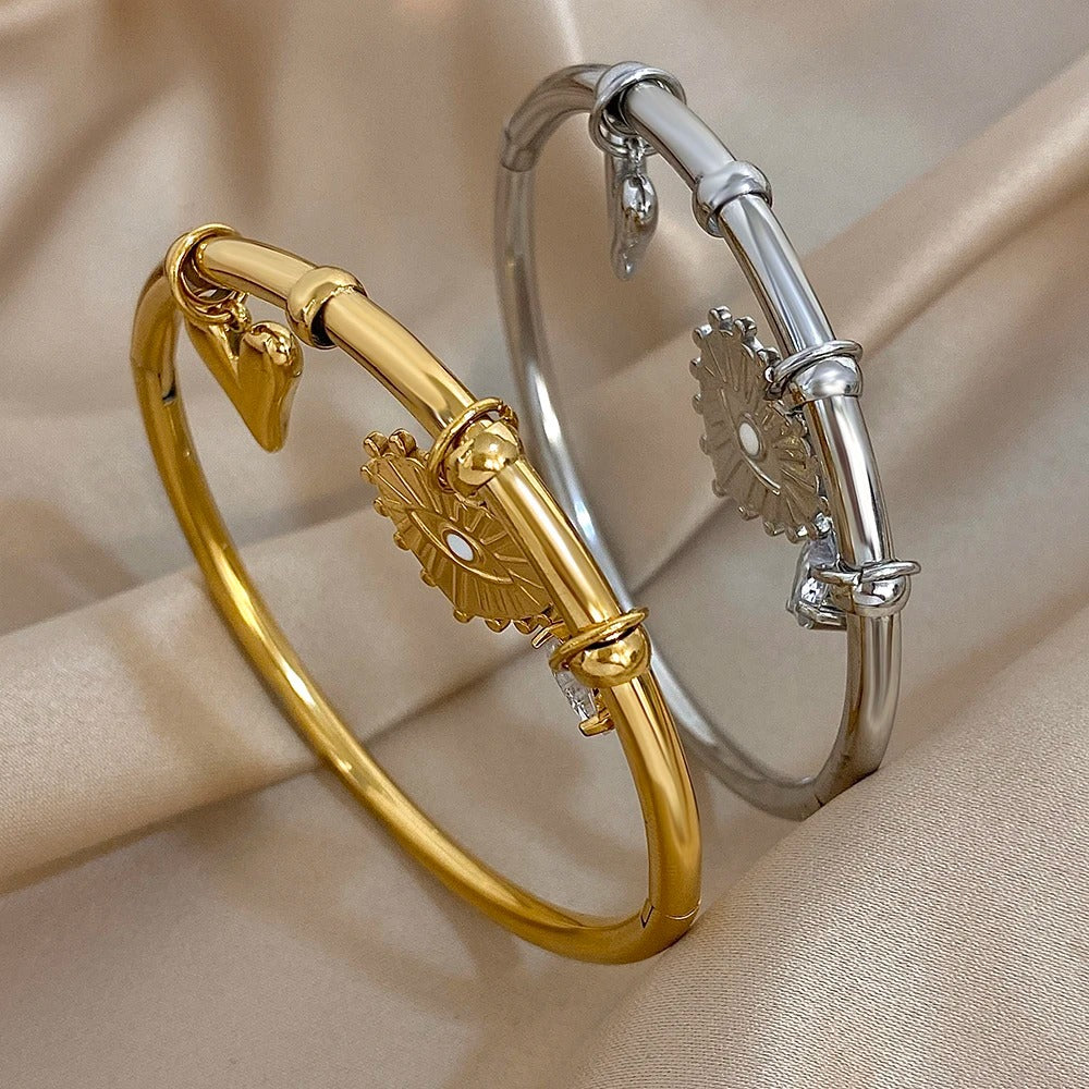 Bracelet Acier Inoxydable Rigide Breloques