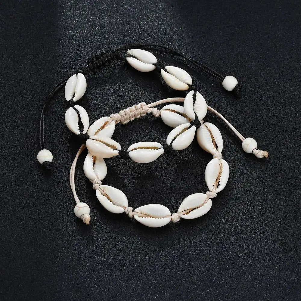 Bracelet Africain Femme Coquillage Cordon Réglable