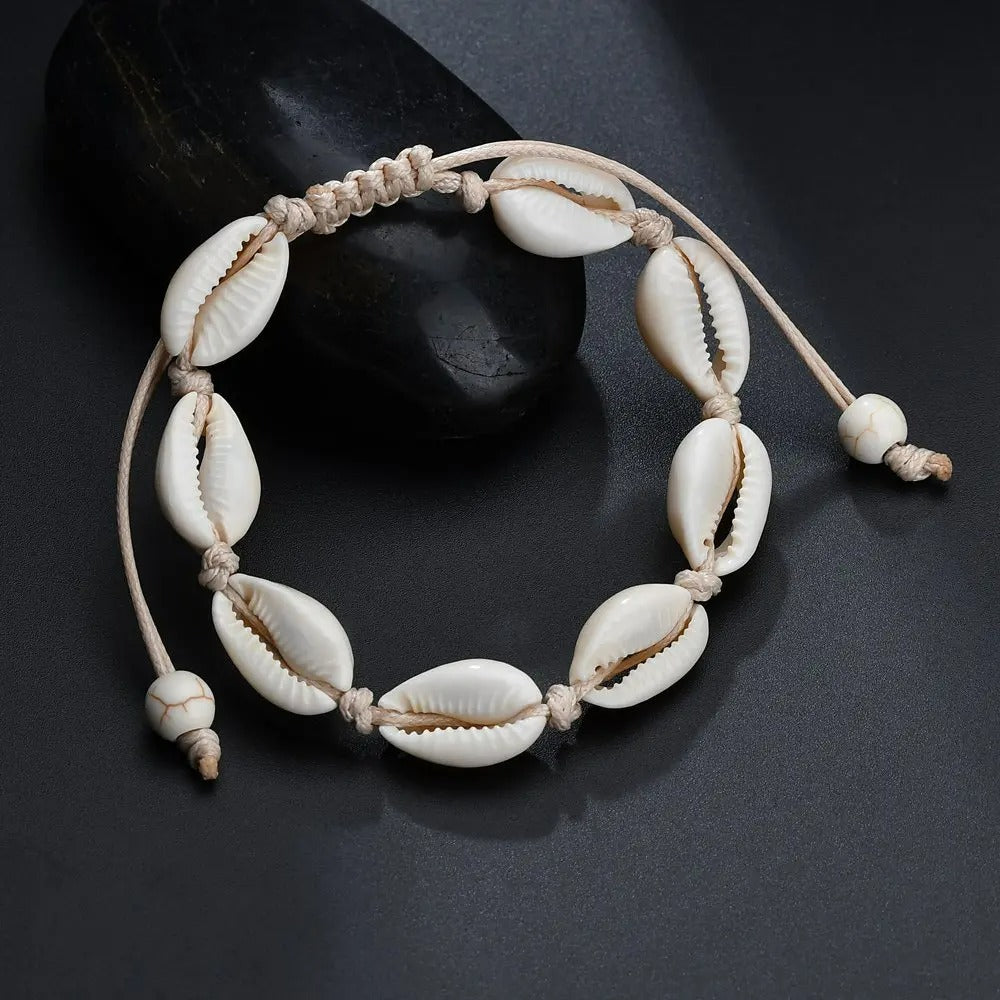 Bracelet Africain Femme Coquillage Cordon Réglable