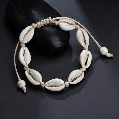Bracelet Africain Femme Coquillage Cordon Réglable