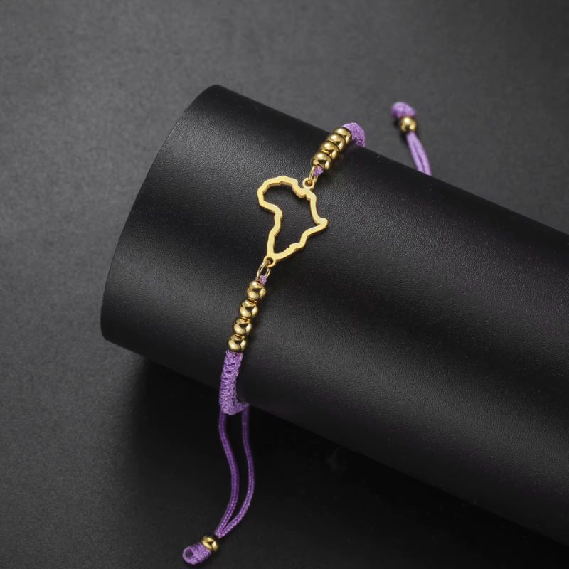 Bracelet Africain Femme Cordon Tressé Et Acier Inoxydable