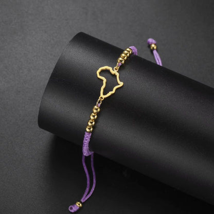 Bracelet Africain Femme Cordon Tressé Et Acier Inoxydable