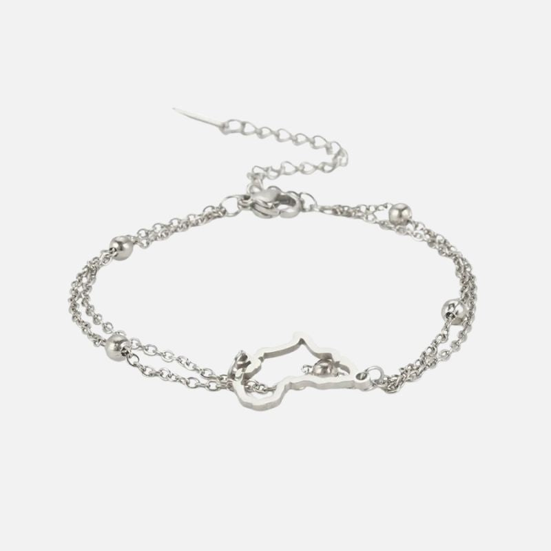 Bracelet Africain Femme Double Chaine Acier Inoxydable
