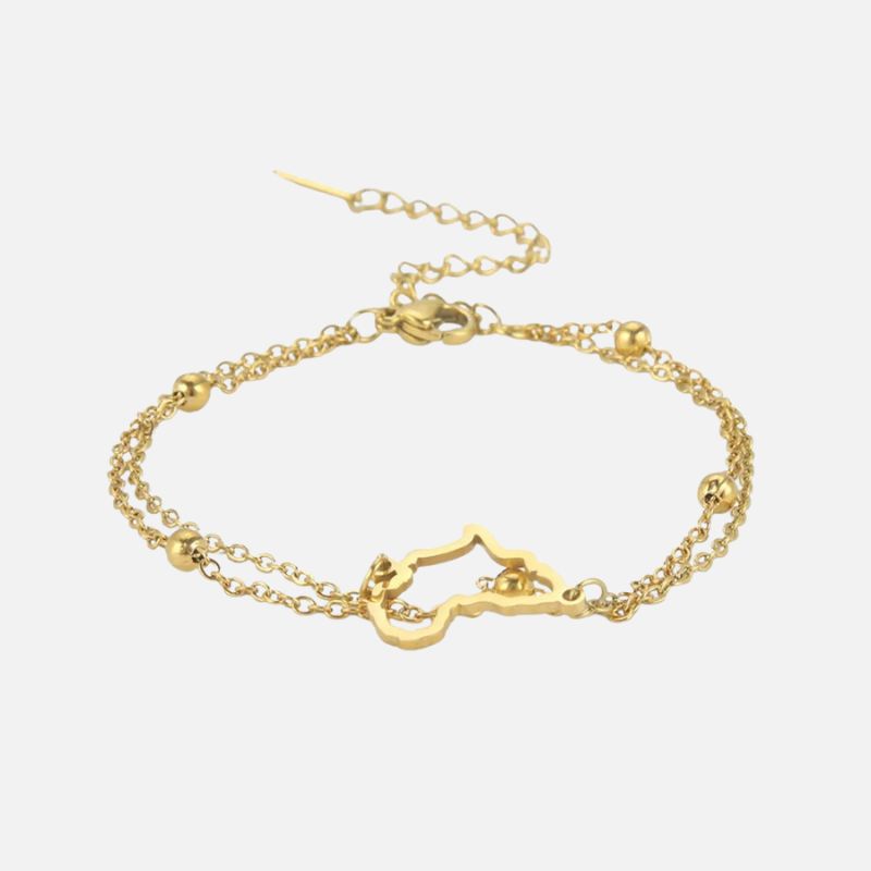 Bracelet Africain Femme Double Chaine Acier Inoxydable
