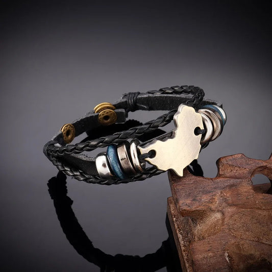 Bracelet Africain Homme Carte D’Afrique Dorée