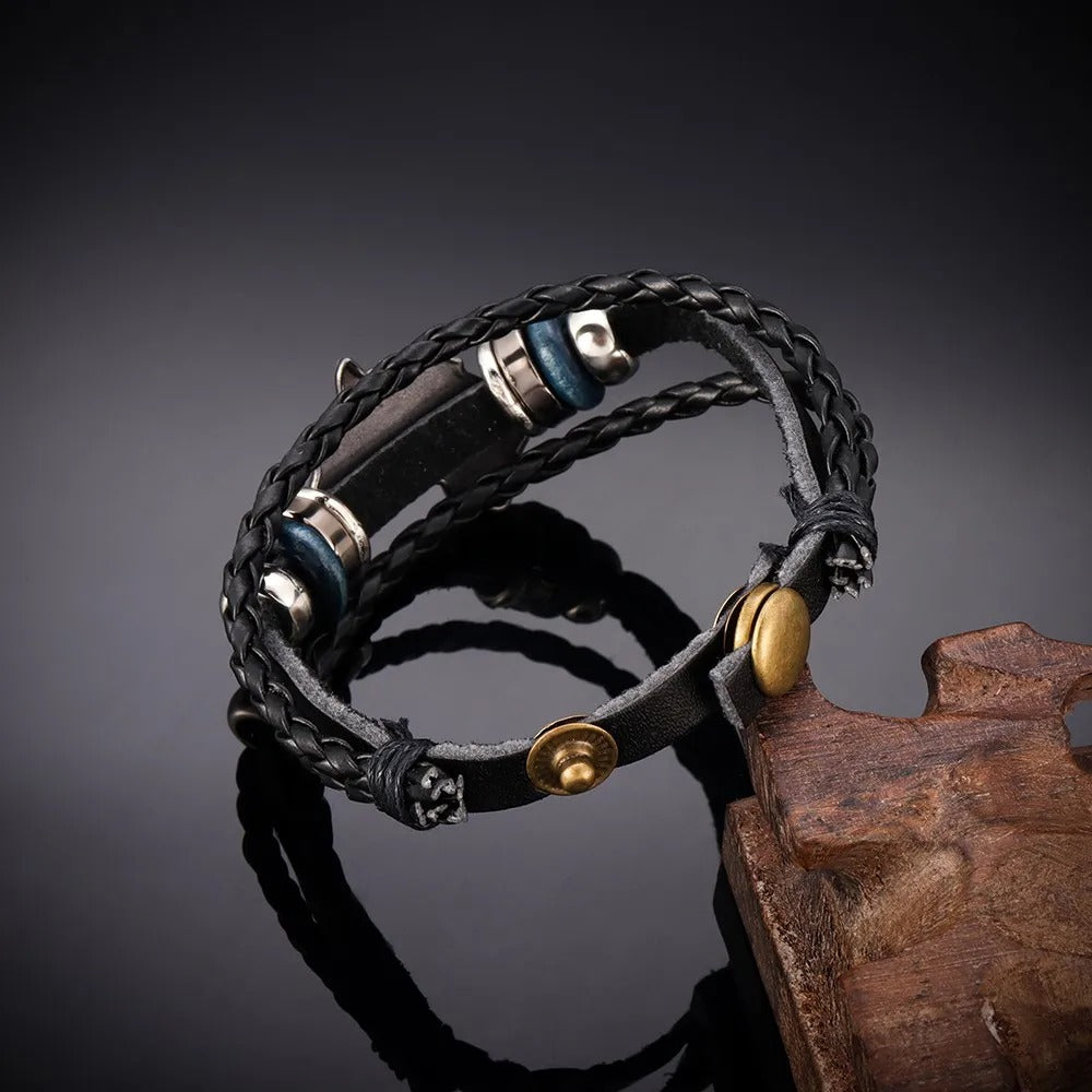 Bracelet Africain Homme Carte D’Afrique Dorée