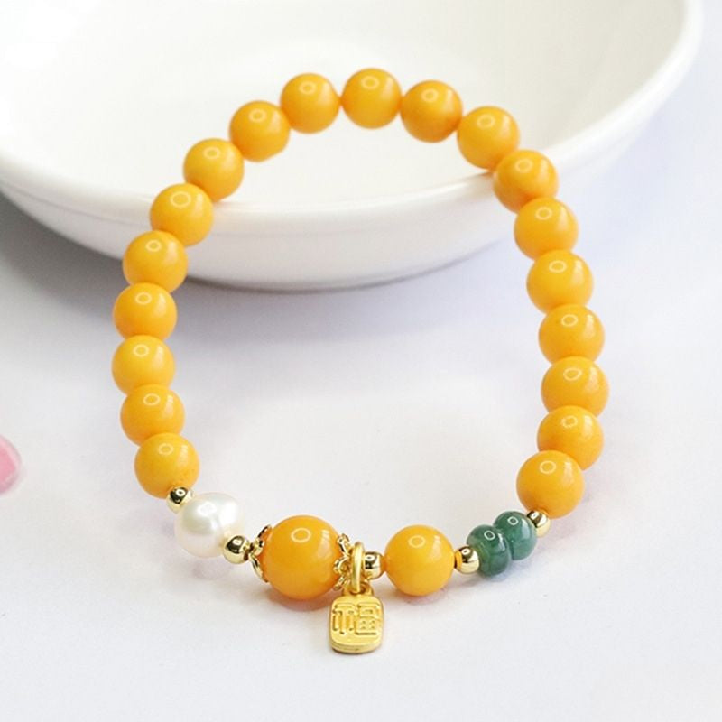 Bracelet Ambre Femme Détails Porte-Bonheur