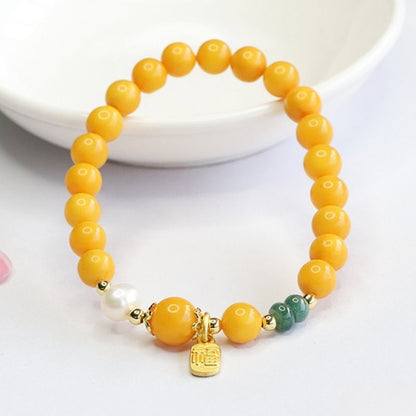 Bracelet Ambre Femme Détails Porte-Bonheur