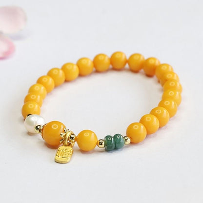 Bracelet Ambre Femme Détails Porte-Bonheur