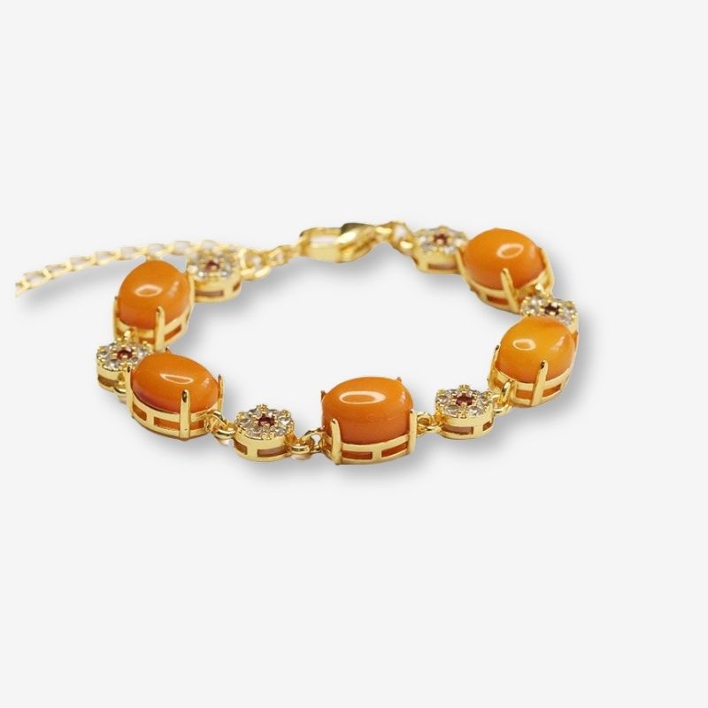 Bracelet Ambre Femme Éclat Doré
