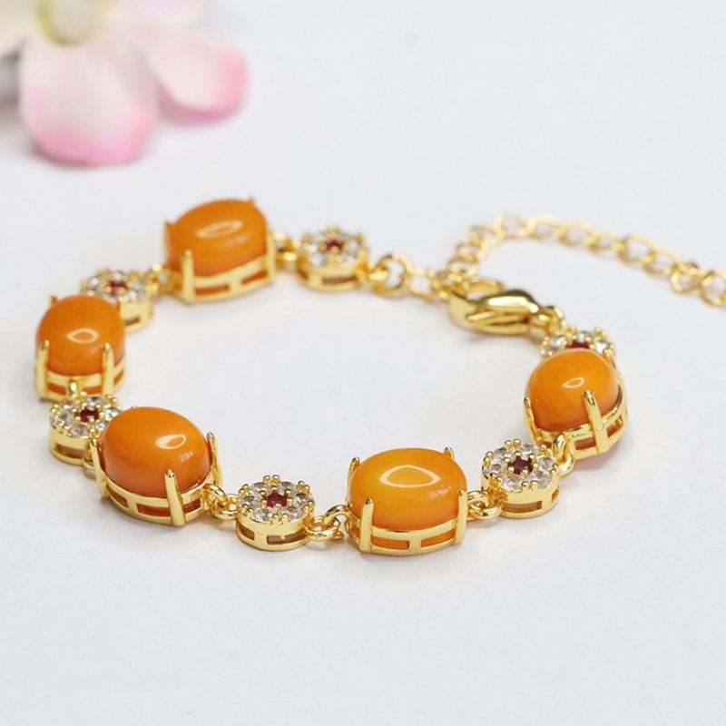 Bracelet Ambre Femme Éclat Doré