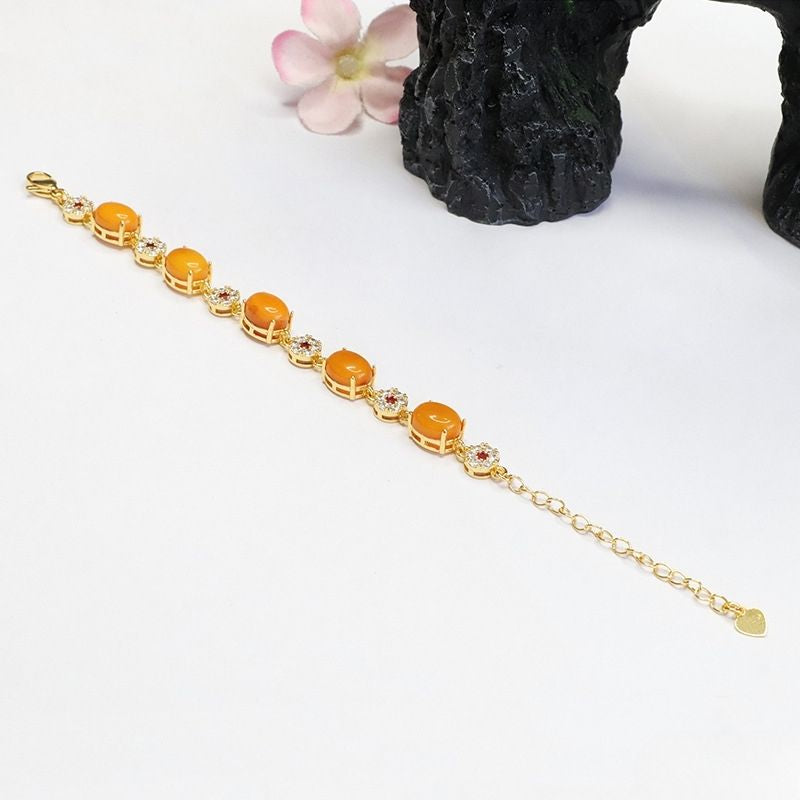 Bracelet Ambre Femme Éclat Doré