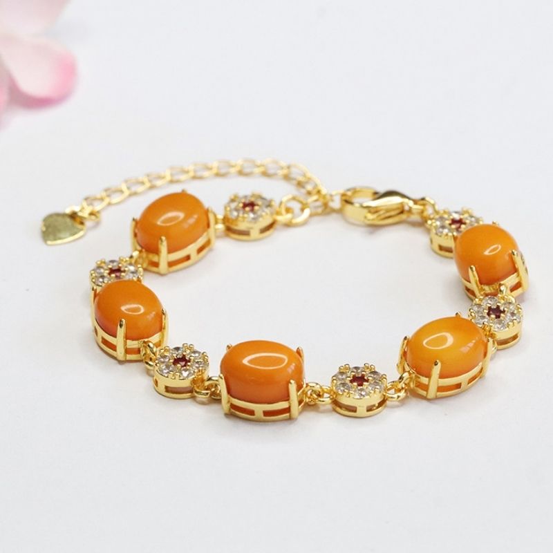 Bracelet Ambre Femme Éclat Doré