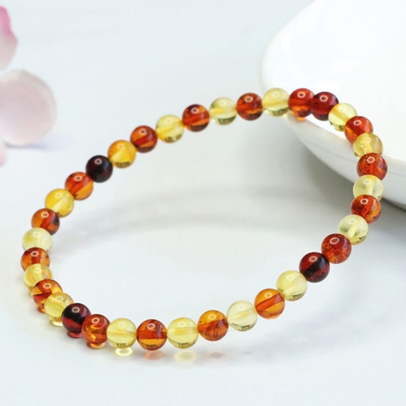 Bracelet Ambre Femme – Perles Trio Miel