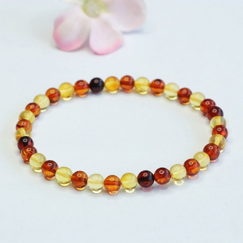 Bracelet Ambre Femme – Perles Trio Miel