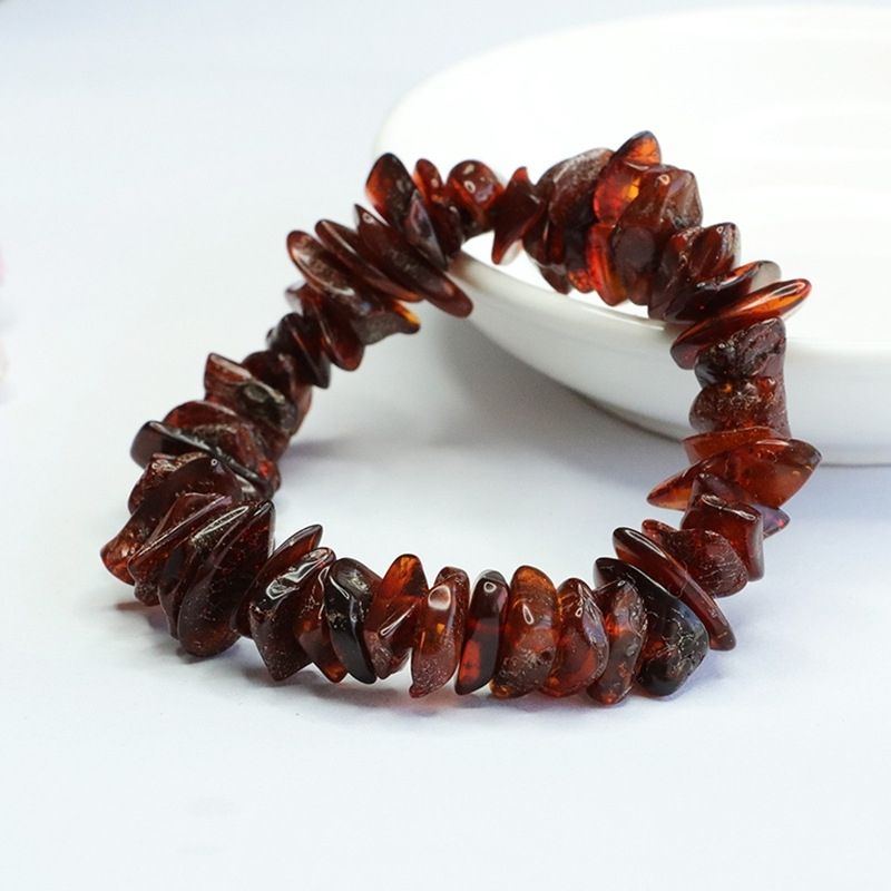 Bracelet Ambre Homme Brut Marron