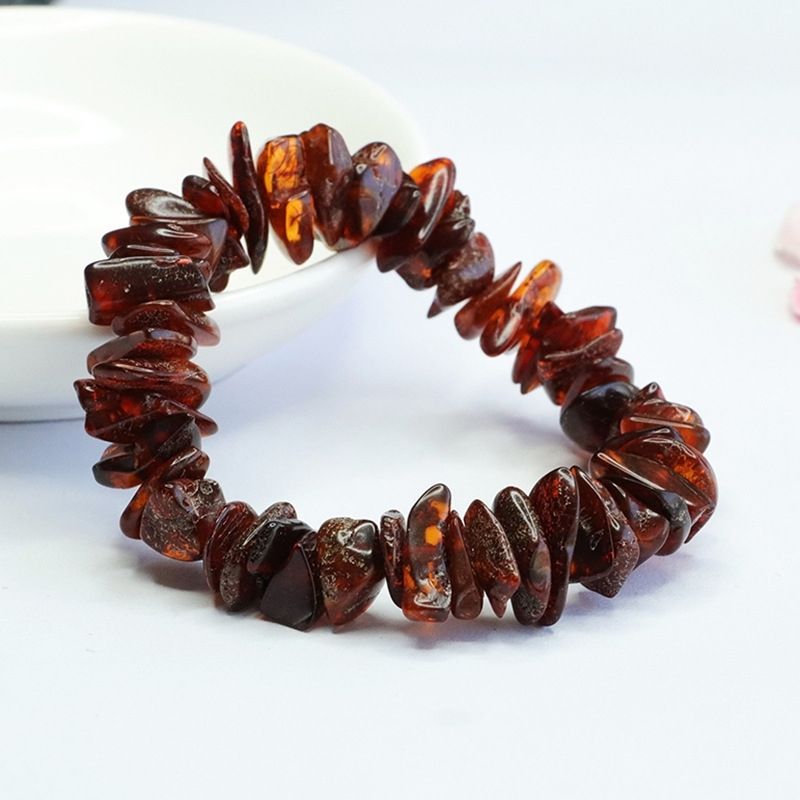 Bracelet Ambre Homme Brut Marron