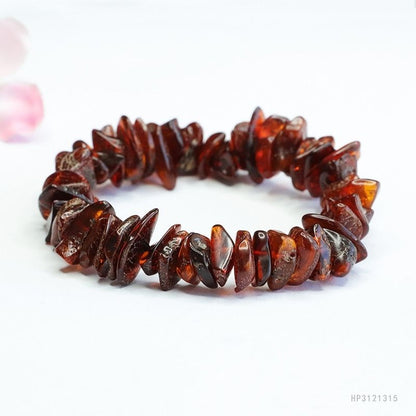 Bracelet Ambre Homme Brut Marron