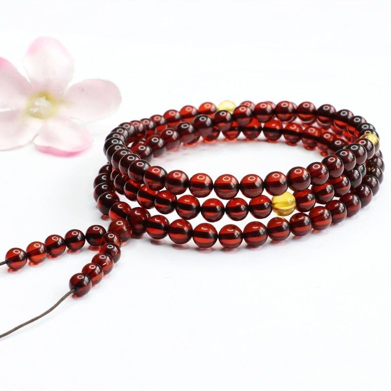 Bracelet Ambre Homme Rouge Sombre