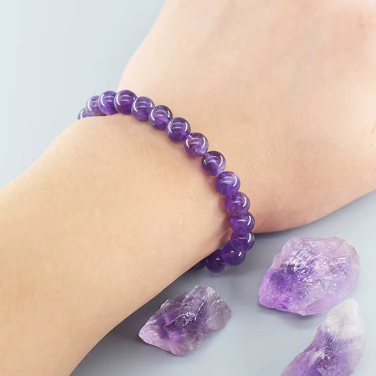 Bracelet Améthyste à Perles Rondes