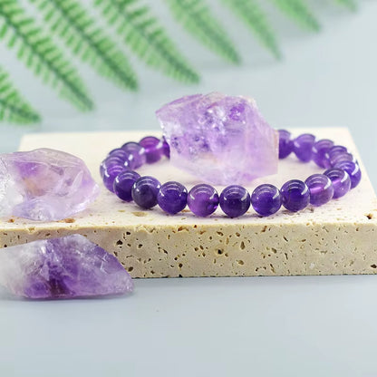 Bracelet Améthyste à Perles Rondes
