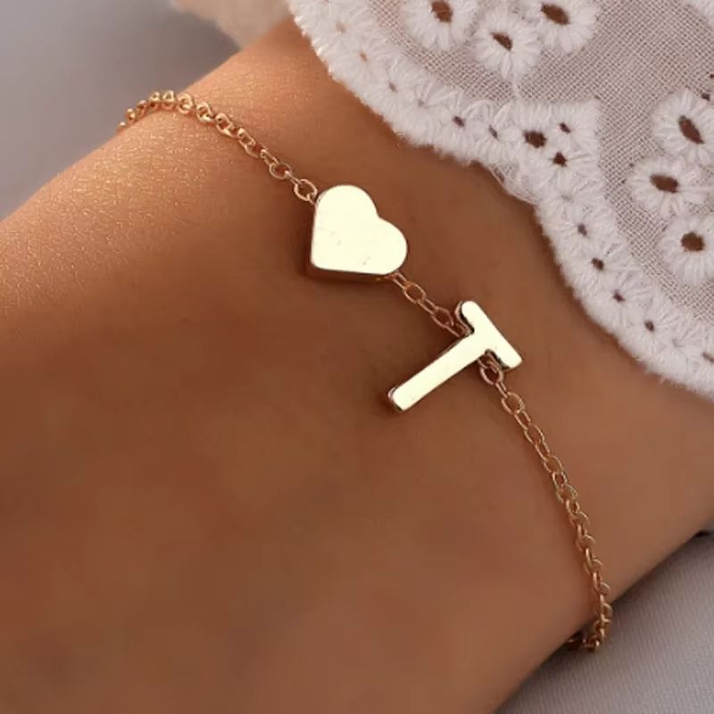 Bracelet Amitié Initiale à Chaine Dorée Fine
