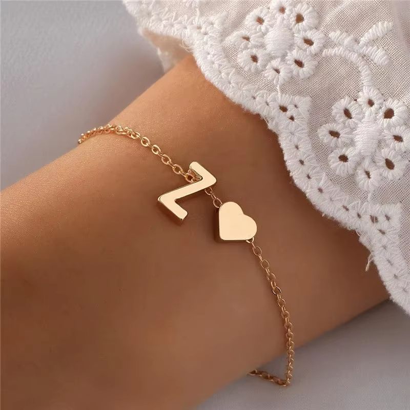 Bracelet Amitié Initiale à Chaine Dorée Fine