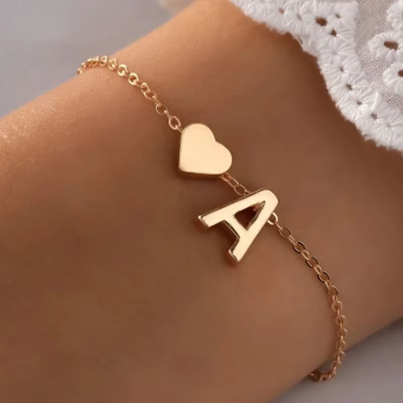 Bracelet Amitié Initiale à Chaine Dorée Fine