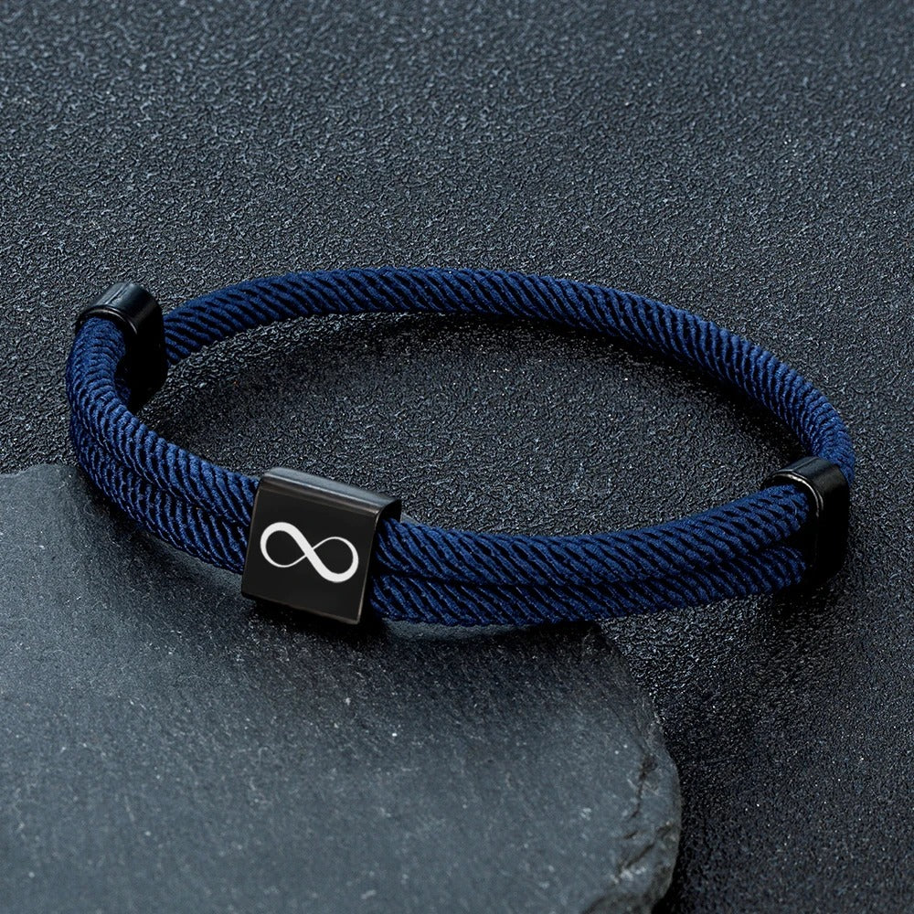 Bracelet Amour Homme Corde Nautique Réglable et Acier Inoxydable