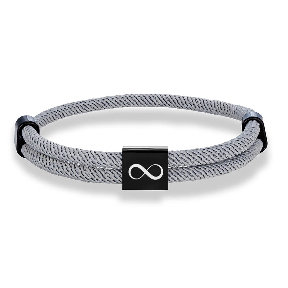 Bracelet Amour Homme Corde Nautique Réglable et Acier Inoxydable