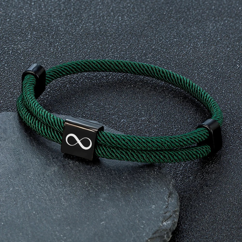 Bracelet Amour Homme Corde Nautique Réglable et Acier Inoxydable