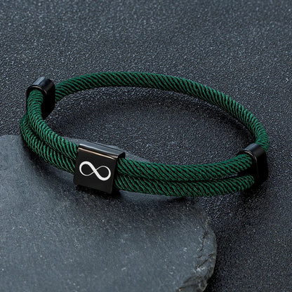 Bracelet Amour Homme Corde Nautique Réglable et Acier Inoxydable