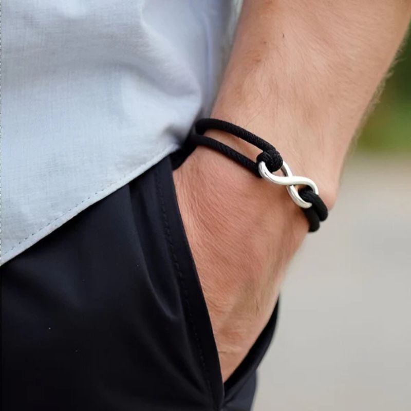 Bracelet Amour Homme Signe Infini Acier Inoxydable