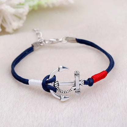 Bracelet Ancre Femme Corde Bleu Marine
