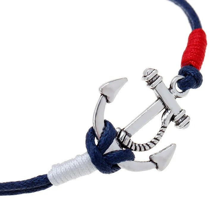 Bracelet Ancre Femme Corde Bleu Marine