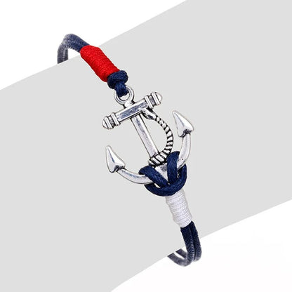 Bracelet Ancre Femme Corde Bleu Marine