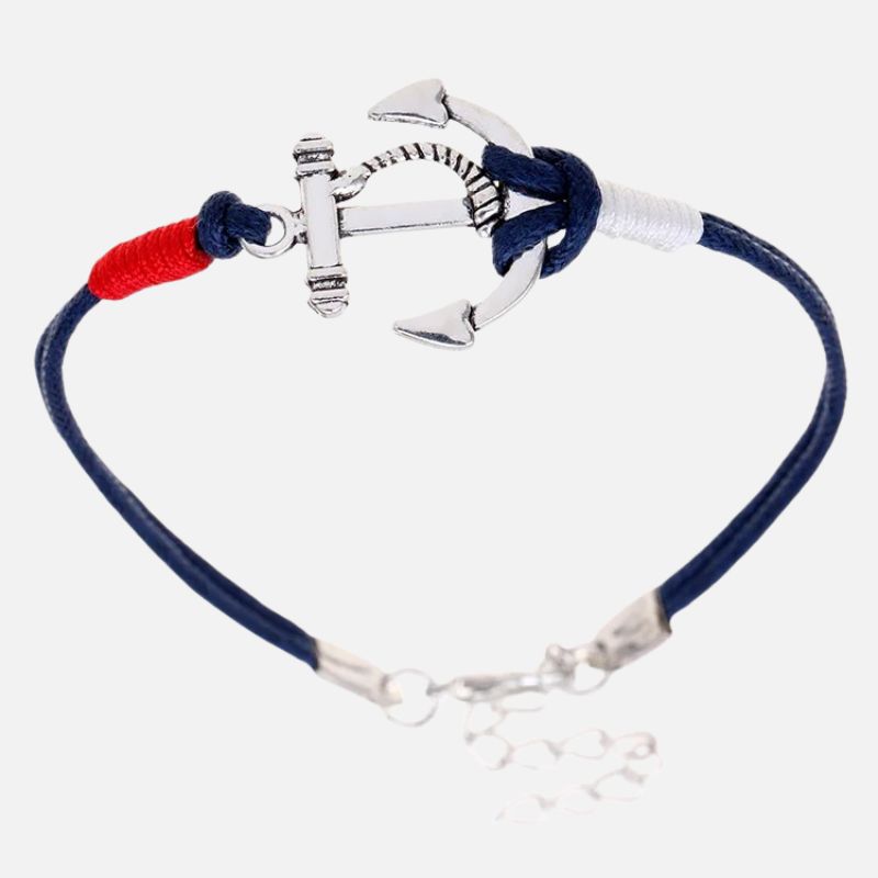 Bracelet Ancre Femme Corde Bleu Marine