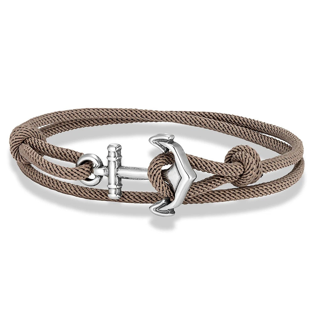 Bracelet Ancre Femme Corde Colorée Et Acier Inoxydable