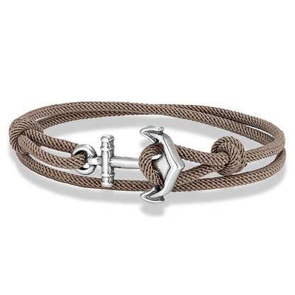 Bracelet Ancre Femme Corde Colorée Et Acier Inoxydable