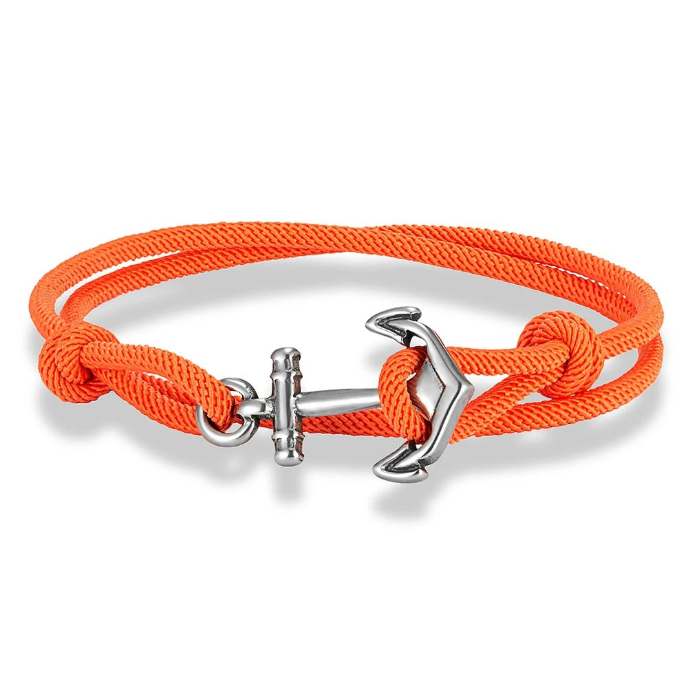 Bracelet Ancre Femme Corde Colorée Et Acier Inoxydable
