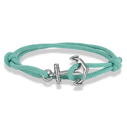 Bracelet Ancre Femme Corde Colorée Et Acier Inoxydable