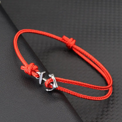 Bracelet Ancre Femme Réglable Corde Et Acier Inoxydable