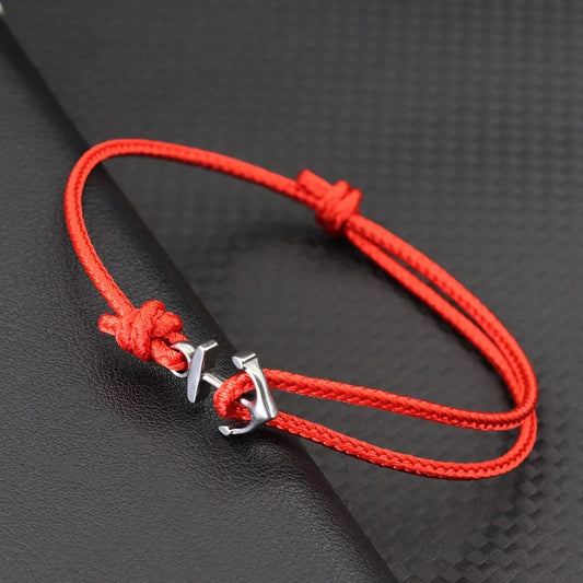 Bracelet Ancre Femme Réglable Corde Et Acier Inoxydable