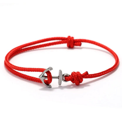 Bracelet Ancre Femme Réglable Corde Et Acier Inoxydable