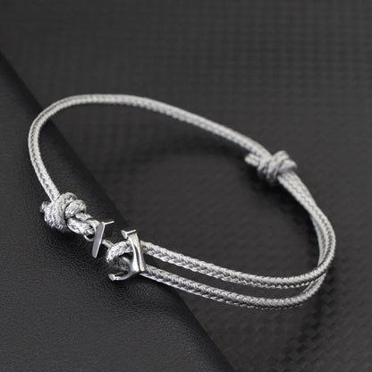 Bracelet Ancre Femme Réglable Corde Et Acier Inoxydable