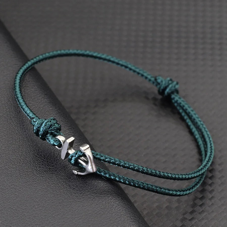 Bracelet Ancre Femme Réglable Corde Et Acier Inoxydable
