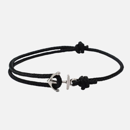 Bracelet Ancre Homme Acier Inoxydable Et Corde Réglable