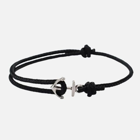 Bracelet Ancre Homme Acier Inoxydable Et Corde Réglable